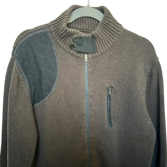Viyella Men’s Grandpa Core Patched Full Zip Sweater Brown Size XL - Picture 3 of 7